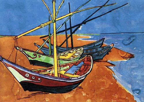 Vincent Van Gogh Boats on the Beach of Saintes-Maries China oil painting art